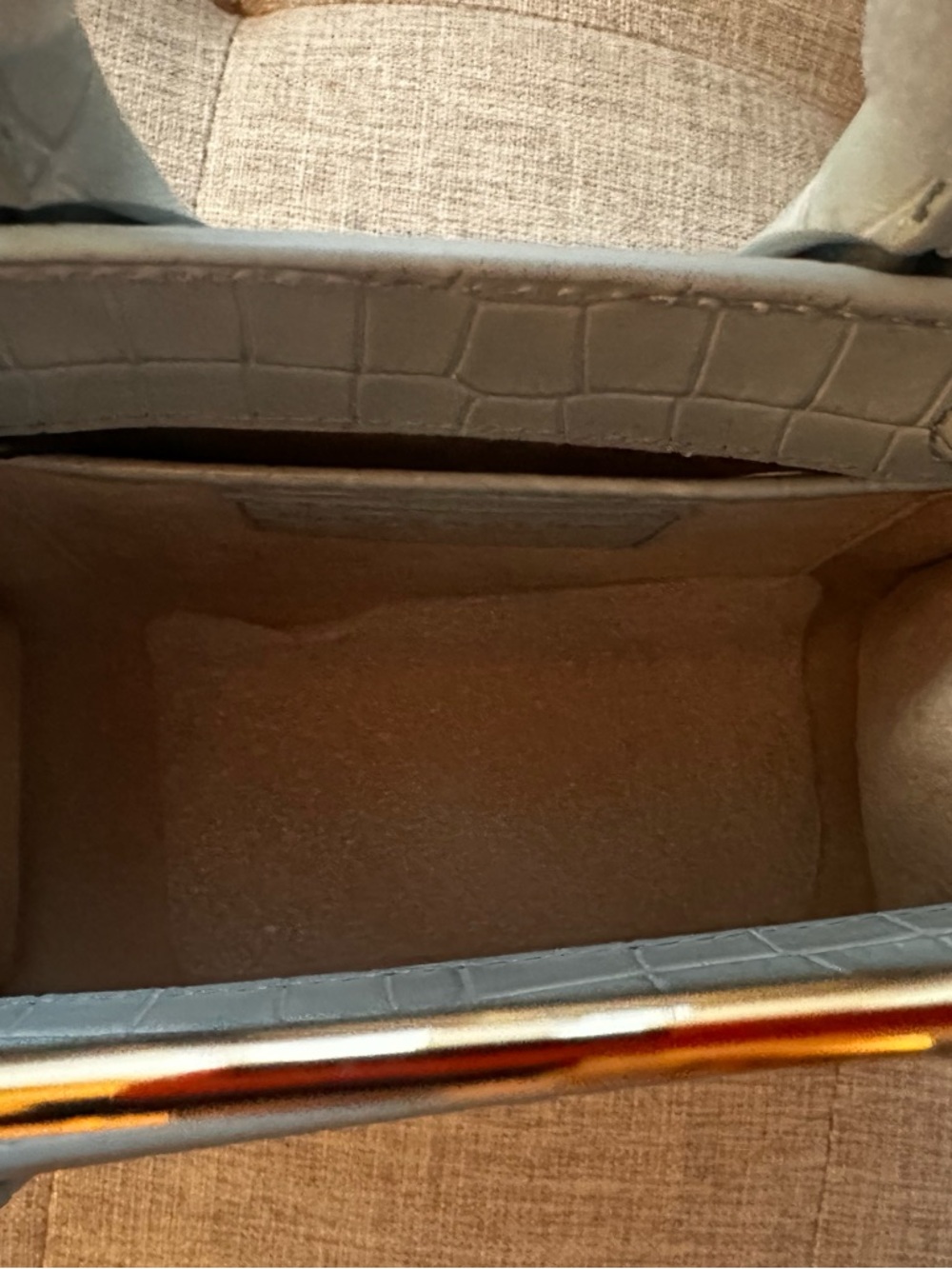 Strathberry Duck Egg Blue Croc Embossed Top Handle Nano Tote NWT - Picture 7 of 14